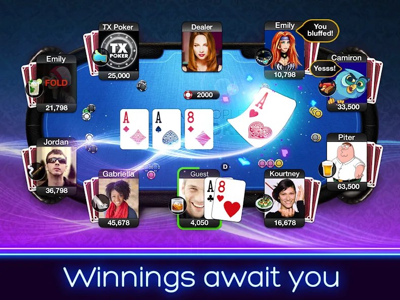 TX Poker - Texas Holdem Poker  [МОД Бесконечные деньги] Screenshot 2