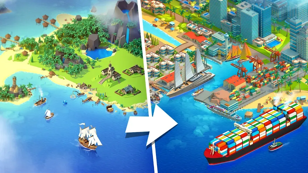 Sea Port: Cargo Boat Tycoon (Си Порт)  [МОД Menu] Screenshot 1