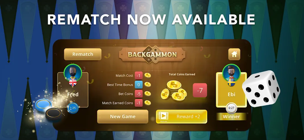 Backgammon Classic + Online  [МОД Mega Pack] Screenshot 1