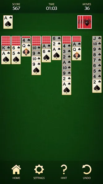 Spider Solitaire: Card Game (Спайдер Солитер)  [МОД Много монет] Screenshot 3