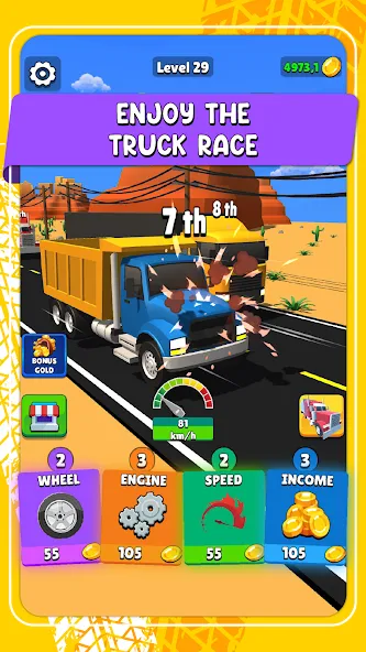 Idle Truck Racing : Cybertruck (Айдл Трак Рейсинг)  [МОД Много монет] Screenshot 1