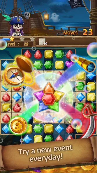 Jewels Ghost Ship: jewel games (Джуэлз Гост Шип)  [МОД Много монет] Screenshot 2