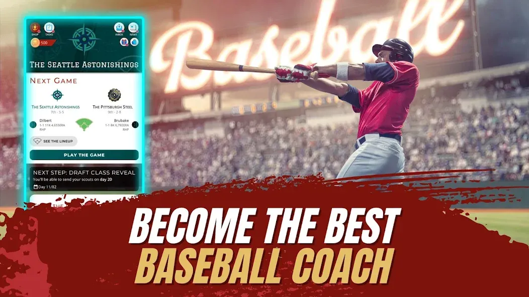 Astonishing Baseball Manager (Астонишинг Бейсбол Менеджер)  [МОД Бесконечные монеты] Screenshot 1