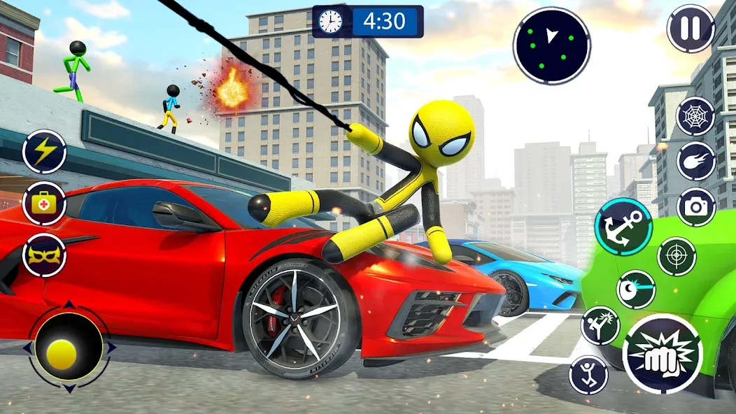 Spider Stickman Rope Hero Game  [МОД Бесконечные монеты] Screenshot 1