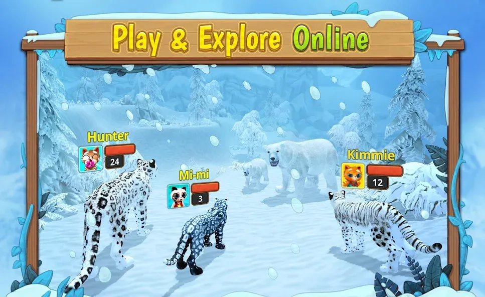 Snow Leopard Family Sim Online  [МОД Unlimited Money] Screenshot 3