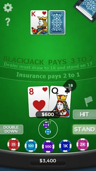 Blackjack 21  [МОД Меню] Screenshot 2