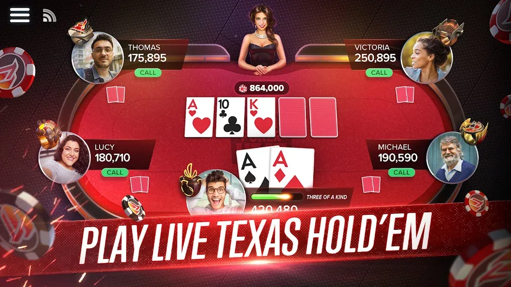 Poker Heat™ Texas Holdem Poker (Покер Хит)  [МОД Много монет] Screenshot 1