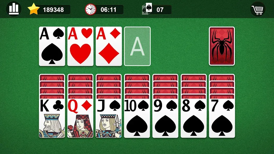 Spider Solitaire  [МОД Много монет] Screenshot 4