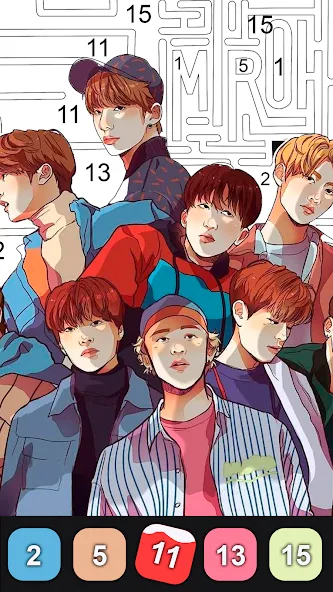 Kpop Paint by Numbers BT21  [МОД Меню] Screenshot 3