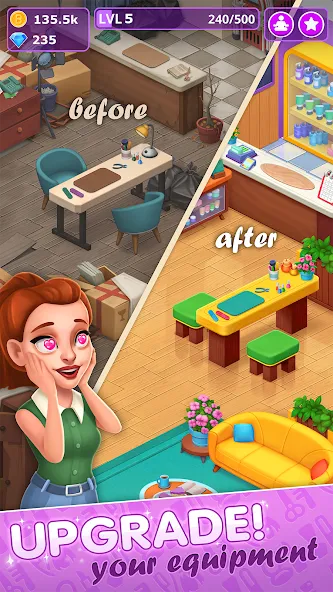 Beauty Tycoon: Hair Salon Game (Бьюти Тайкун)  [МОД Unlocked] Screenshot 5