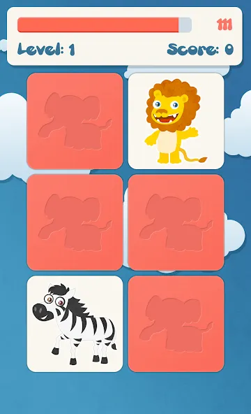 Animals memory game for kids  [МОД Бесконечные деньги] Screenshot 2