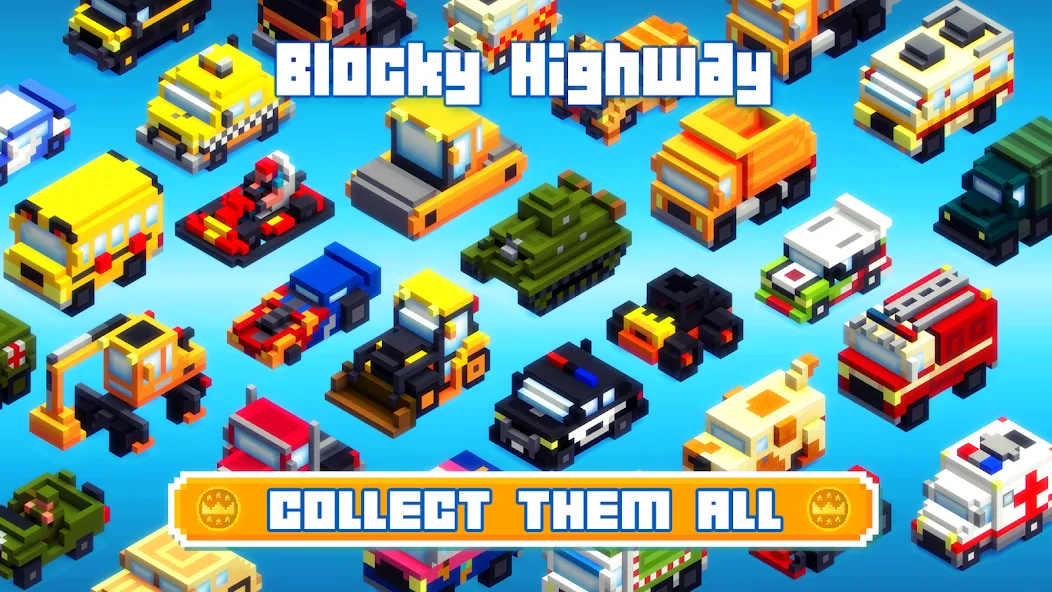 Blocky Highway: Traffic Racing (Блоки Хайвей)  [МОД Много монет] Screenshot 3