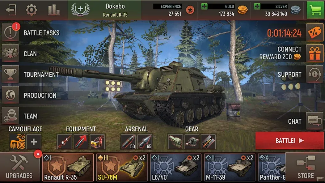 Battle Tanks: Tank Games WW2 (Бэтл Тэнкс)  [МОД Меню] Screenshot 4