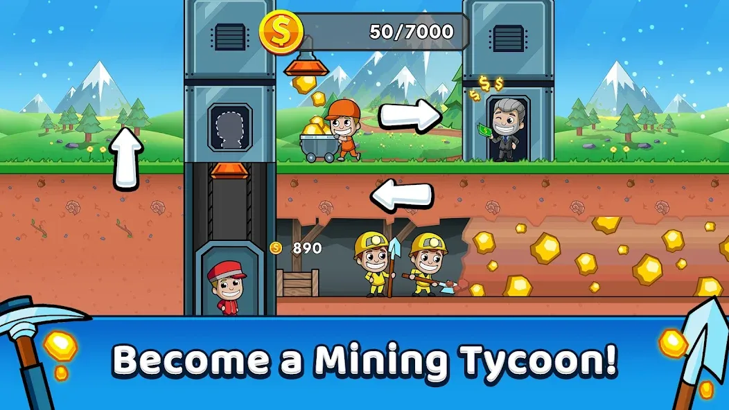 Idle Miner Tycoon: Gold Games  [МОД Много денег] Screenshot 1