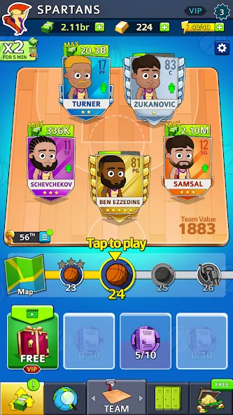 Idle Five Basketball tycoon (Айдл Файв Баскетбольный тайкун)  [МОД Много монет] Screenshot 3