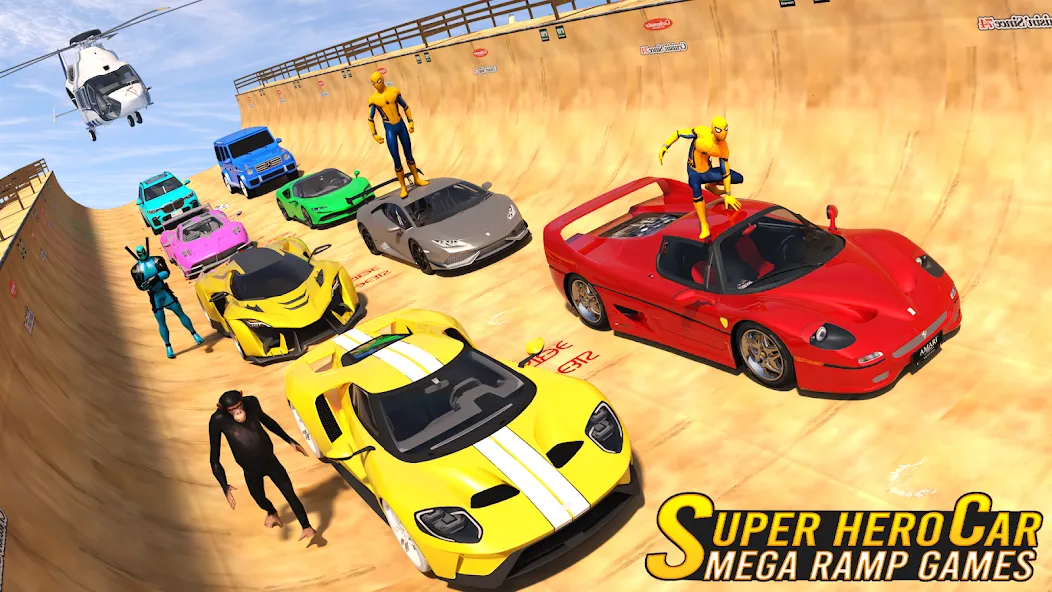 Superhero Car: Mega Ramp Games (Рамп Кар Гейм)  [МОД Меню] Screenshot 5