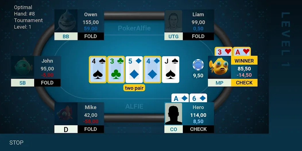 Offline Poker AI - PokerAlfie (Оффлайн Покер ИИ)  [МОД Много денег] Screenshot 2