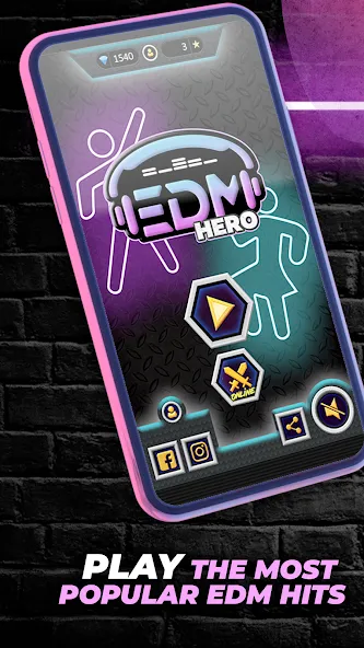 Guitar Hero Game: EDM Music (ЭДМ)  [МОД Бесконечные монеты] Screenshot 1