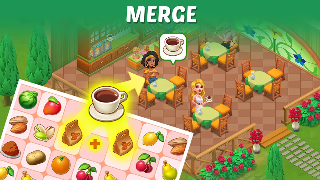 Merge Cooking:Theme Restaurant  [МОД Бесконечные деньги] Screenshot 3