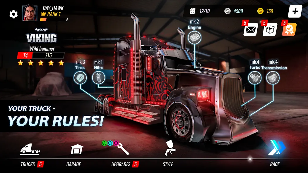 Big Rig Racing: Drag racing (Биг Риг Рейсинг)  [МОД Все открыто] Screenshot 1