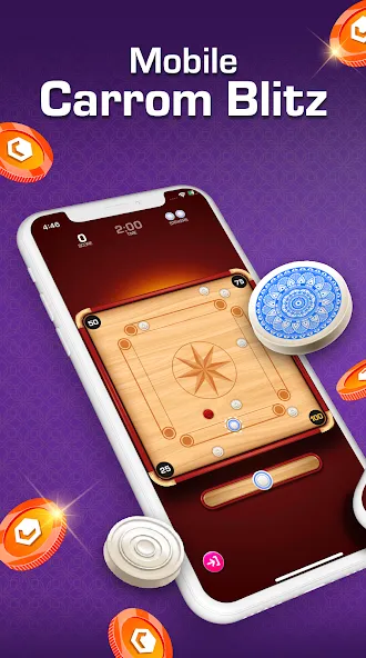 Carrom Blitz: Win Rewards (Карром Блиц)  [МОД Бесконечные монеты] Screenshot 1