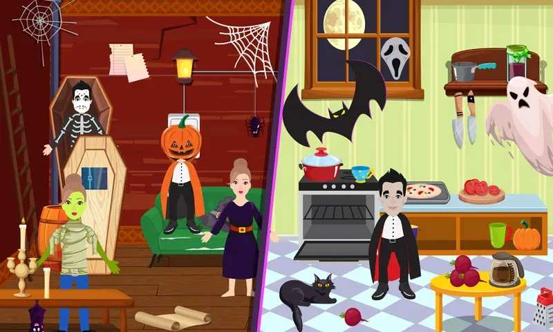 Pretend Play Halloween Party (Претендуй на Хэллоуинскую вечеринку)  [МОД Бесконечные монеты] Screenshot 4