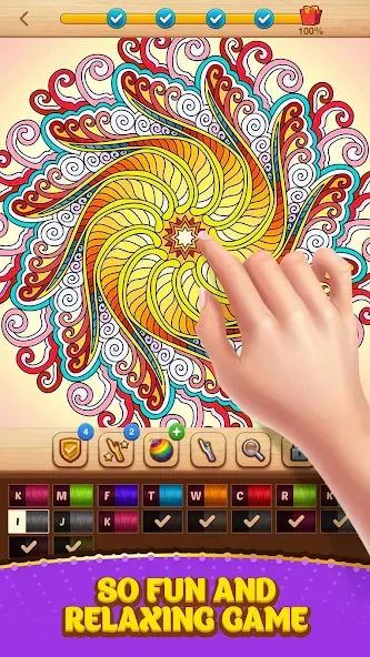 Cross Stitch Coloring Mandala (Кроссстиль раскрашивание мандала)  [МОД Unlimited Money] Screenshot 3