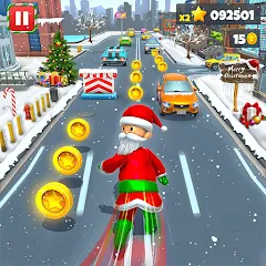 Скачать взломанную Xmas Santa Surfer Running Game (Ксмас Санта Серфер Раннинг Гейм)  [МОД Mega Pack] - полная версия apk на Андроид