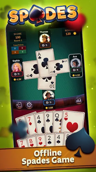 Spades - Offline Card Games (Спейдс)  [МОД Menu] Screenshot 1