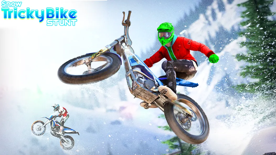 Snow Tricky Bike Stunt Race 3D  [МОД Бесконечные деньги] Screenshot 1