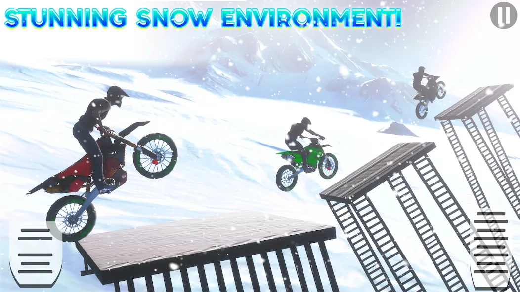 Snow Tricky Bike Stunt Race 3D  [МОД Бесконечные деньги] Screenshot 2