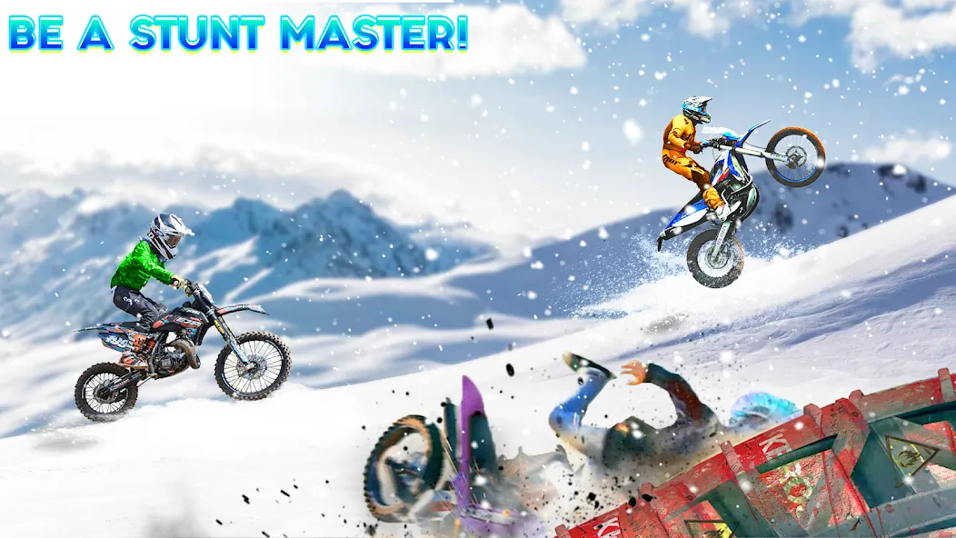 Snow Tricky Bike Stunt Race 3D  [МОД Бесконечные деньги] Screenshot 3