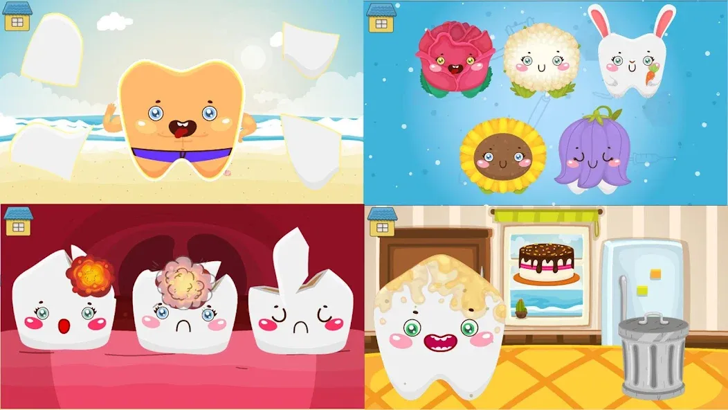 Funny Teeth kids dentist care!  [МОД Много монет] Screenshot 1