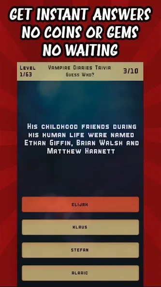 Vampire Diaries Quiz Trivia (Вампирские дневники викторина виктрия)  [МОД Unlocked] Screenshot 3