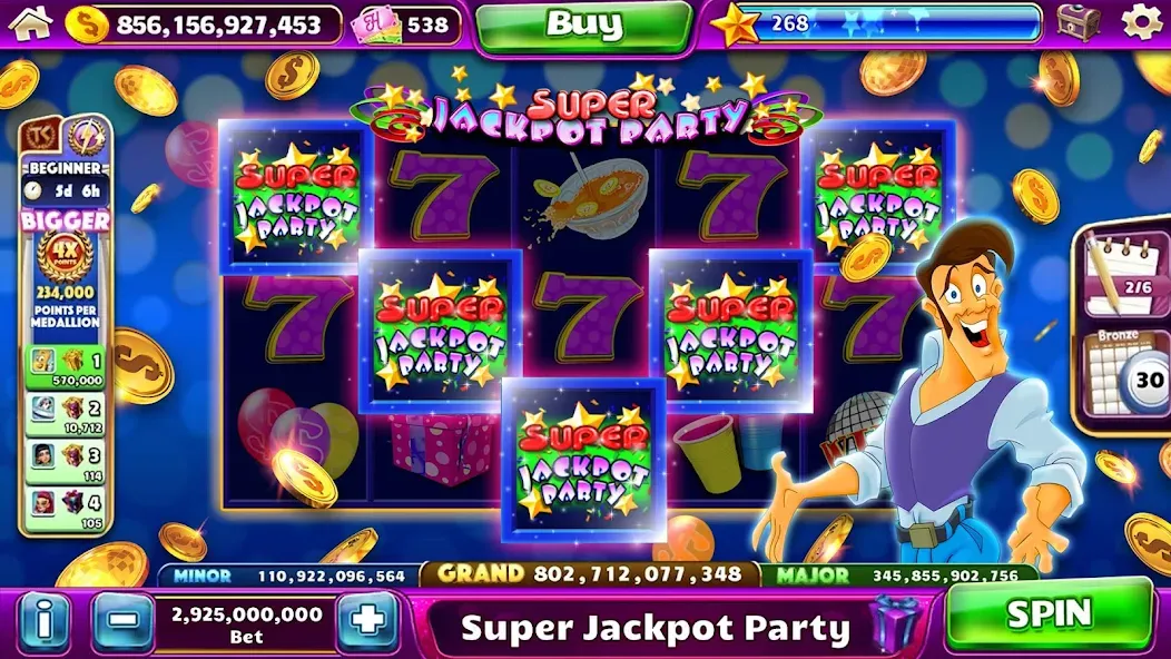 Jackpot Party Casino Slots (Джекпот Пати)  [МОД Бесконечные деньги] Screenshot 4