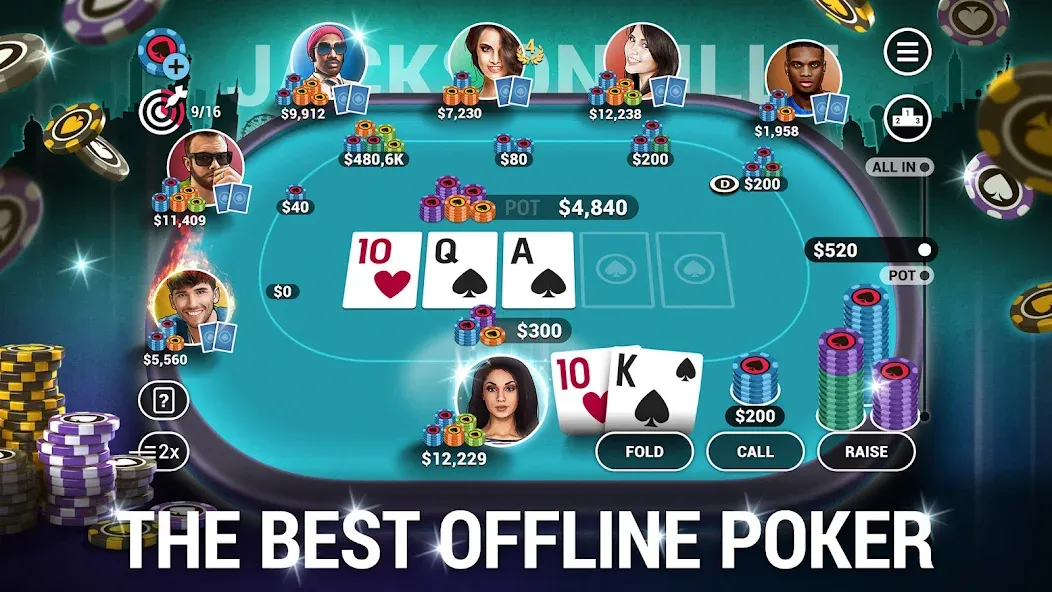 Poker World, Offline TX Holdem (Покер Ворлд)  [МОД Много монет] Screenshot 1