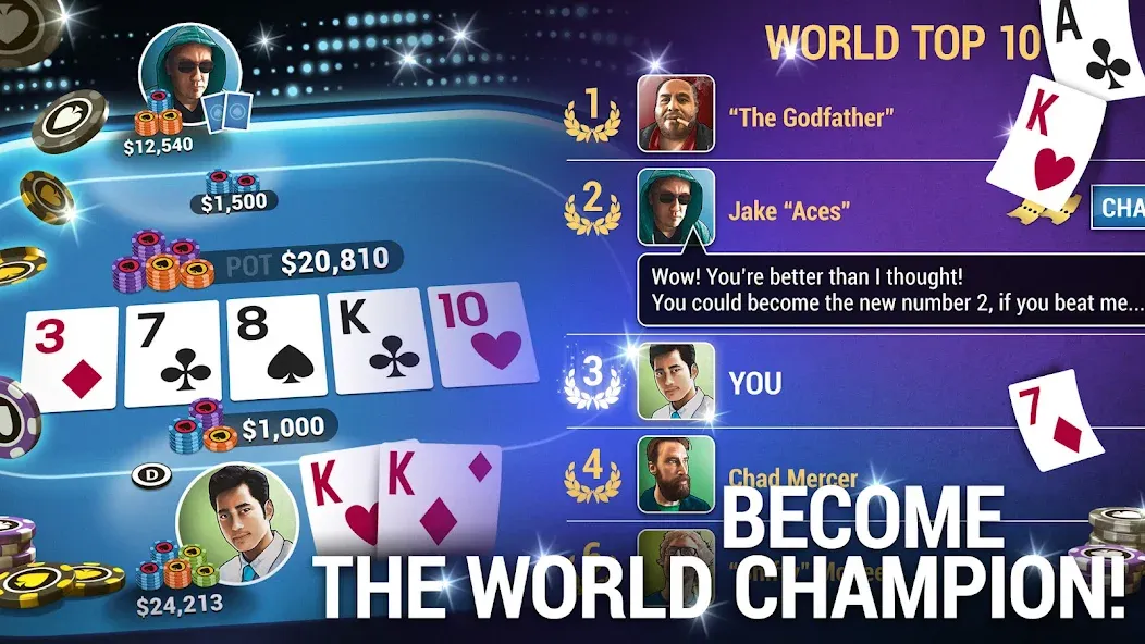 Poker World, Offline TX Holdem (Покер Ворлд)  [МОД Много монет] Screenshot 3