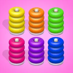 Скачать взломанную Color Sort 3D — Hoop Stack  [МОД Unlimited Money] - стабильная версия apk на Андроид
