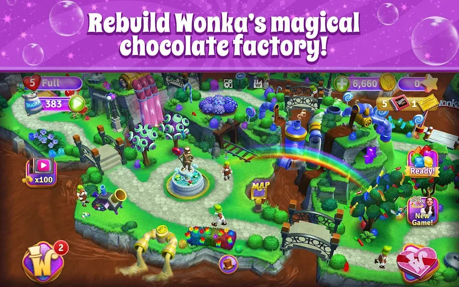 Wonka's World of Candy Match 3  [МОД Много денег] Screenshot 1