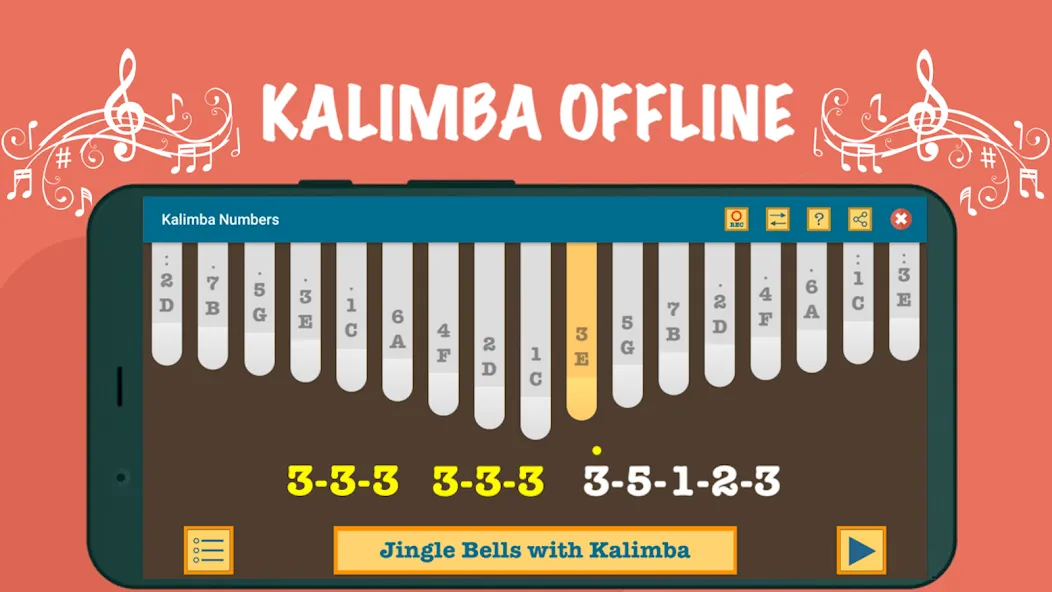 Kalimba App With Songs Numbers (Калимба приложение с песнями и цифрами)  [МОД Много монет] Screenshot 2